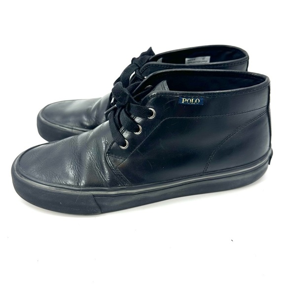 Polo Ralph Lauren Maykn Oil Leather Chukka Boots Mens 9 Black Shoes Preppy main image 4